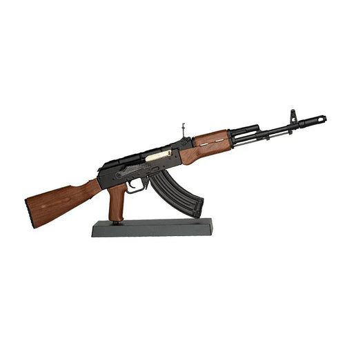 AK‑47 Black 1:3 scale miniature rifle with black receiver, wood stock and handguard, removable magazine and display stand by M1 Mini Guns, non‑firing replica