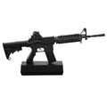 AR‑15 Black 1:3 scale miniature rifle with sleek black finish, adjustable stock, accessory rails, flip‑up sights, removable suppressor and display stand by M1 Mini Guns, non‑firing replica