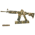 AR‑15 Green Camo 1:3 scale miniature rifle with camouflage finish, adjustable stock, accessory rails, and removable suppressor by M1 Mini Guns, non‑firing replica